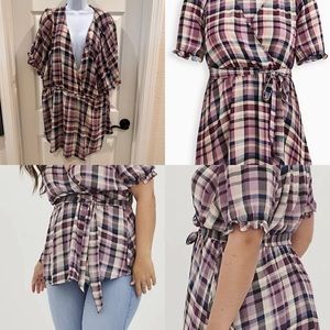 Torrid Surplice Georgette Plaid Blouse size 3